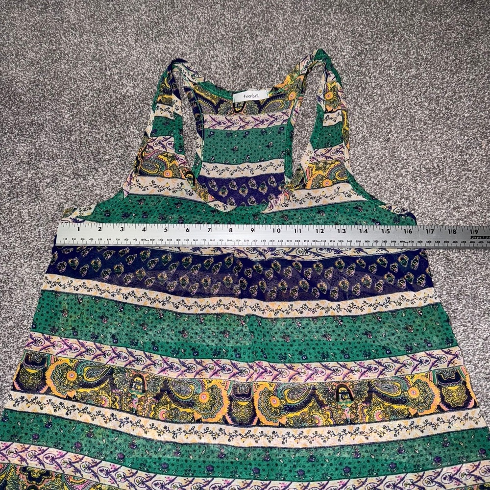 Teen Bell Sheer Multicolor Patterned Razorback Tank Top - Picture 3 of 7